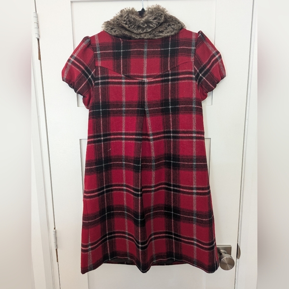 ES Style Wool Blend Mini Dress With Removable Faux Fur Collar - Picture 2 of 8
